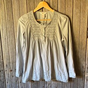 Sundance Light Gray Smocked Blouse